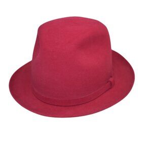 Dobbs Women’s Vintage Wool Felt Fedora Hat Size 7.5 Red Chic Designer